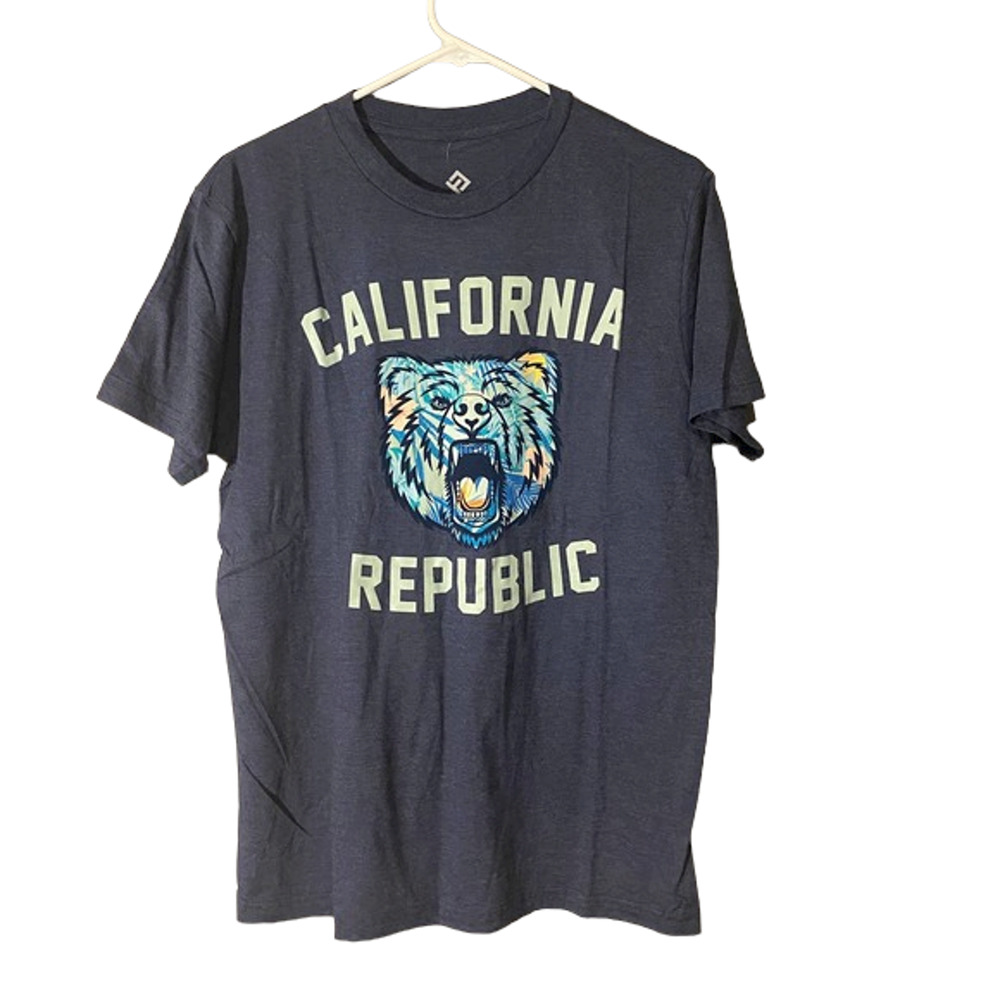 H3 Sportgear California Republic Bear Graphic T-Shirt Blue Men Sz M